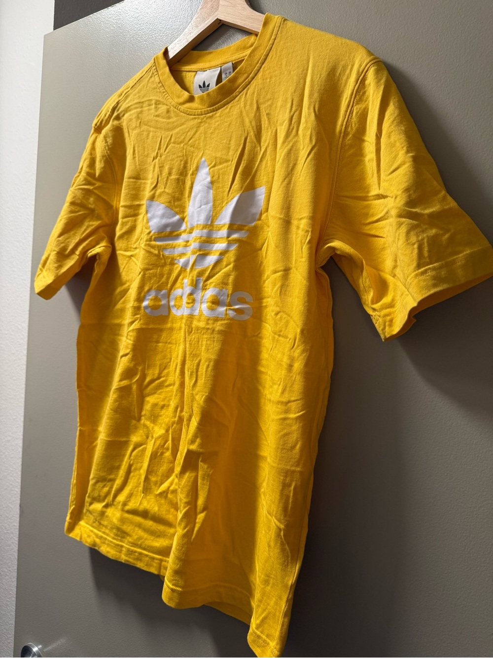 adidas Yellow Trefoil Graphic Tee with White Logo